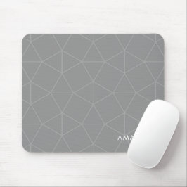 Mousepad Padrão Geométrico da Cinza Elegante com Nome Perso