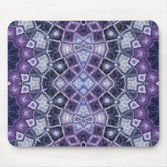 Mousepad Padrão Geométrico de Caleidoscópio Roxo e Azul (Frente)