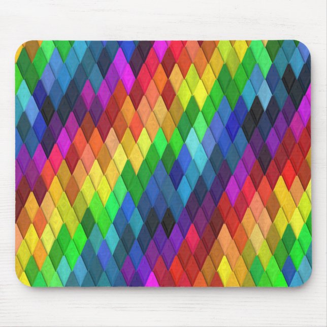 Mousepad Padrão Geométrico de Diamante Arco-íris (Frente)