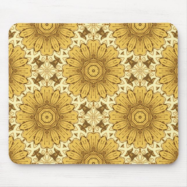 Mousepad Padrão geométrico de margarida na mostarda Dourada (Frente)