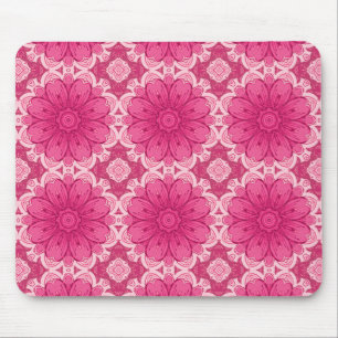Mousepad Padrão geométrico de margarida no Coral e no Pink