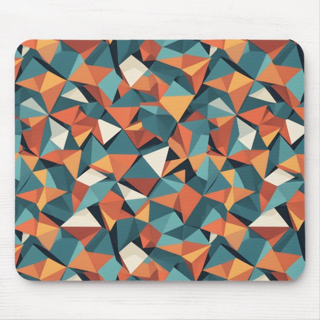 Mousepad Padrão Geométrico de Meados do Século em Teal e La (Frente)