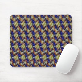 Mousepad Padrão geométrico de onda azul e dourado abstrato