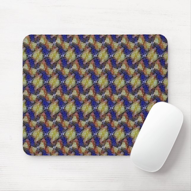 Mousepad Padrão geométrico de onda azul e dourado abstrato  (Com mouse)