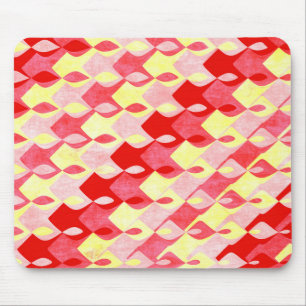 Mousepad Padrão Geométrico Diamante Retro Vermelho, Rosa e 