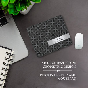 Mousepad Padrão Geométrico do Diamante Preto Gradiente 3D M