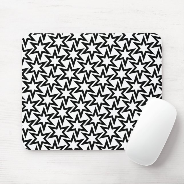 Mousepad Padrão Geométrico Elegante Preto e Branco (Com mouse)