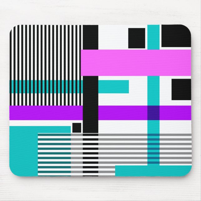 Mousepad padrão geométrico em cores listradas e néon (Frente)