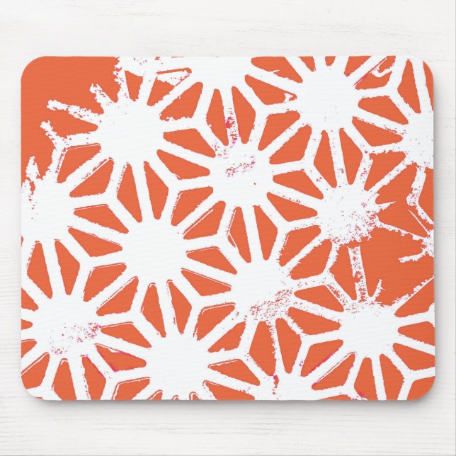 Mousepad Padrão geométrico em laranja e branco (Frente)