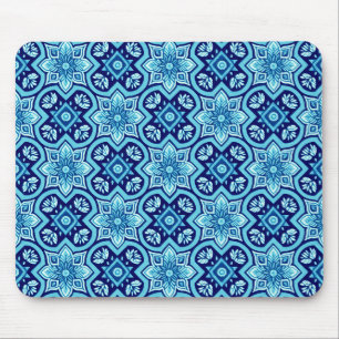 Mousepad Padrão Geométrico Floral do Azul Vintage