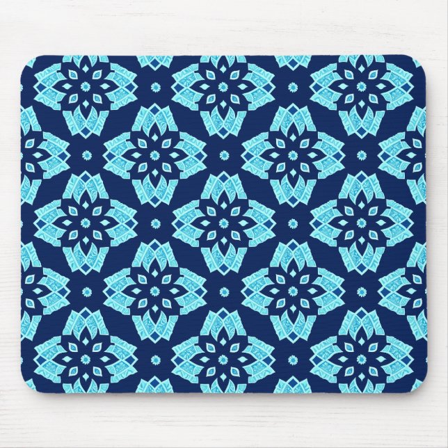 Mousepad Padrão Geométrico Floral na moda Azul (Frente)