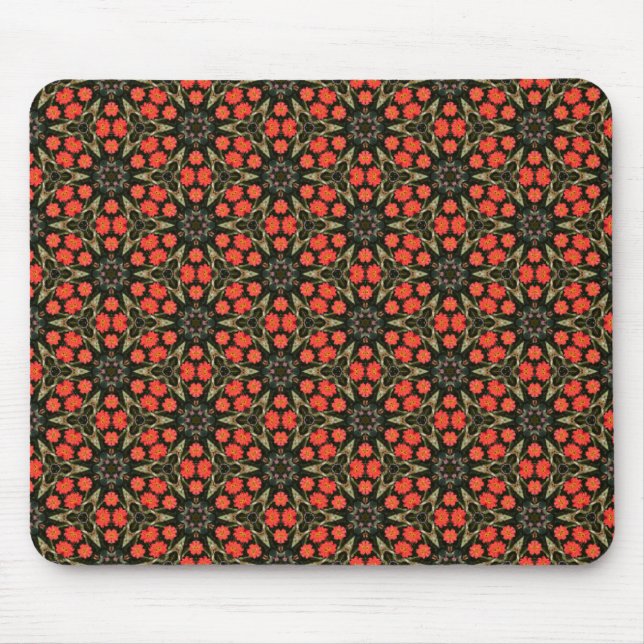Mousepad Padrão Geométrico Floral Vermelho (Frente)