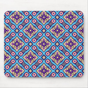 Mousepad Padrão Geométrico Floral Vibrante