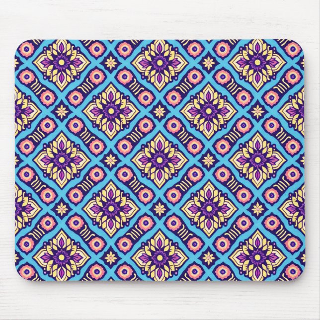 Mousepad Padrão Geométrico Floral Vibrante (Frente)