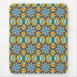 Mousepad Padrão geométrico fractal azul e amarelo