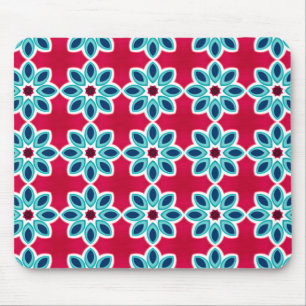 Mousepad Padrão Geométrico Moderno Vermelho e Azul Brilha