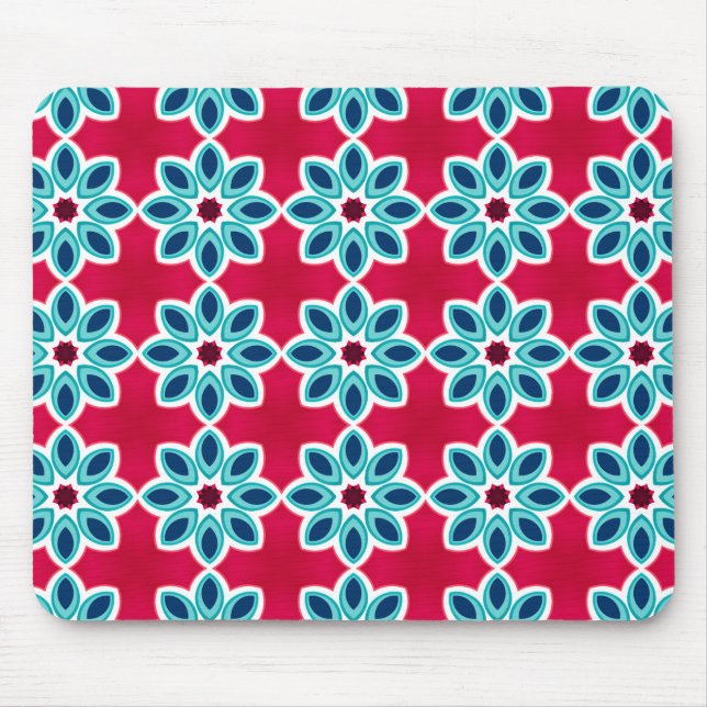 Mousepad Padrão Geométrico Moderno Vermelho e Azul Brilhant (Frente)