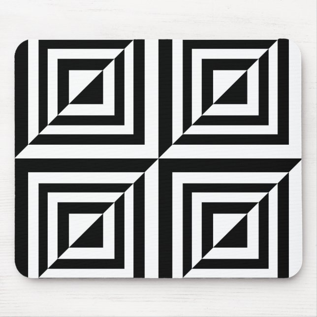 Mousepad Padrão geométrico preto e branco (Frente)