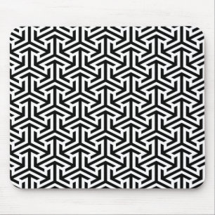 Mousepad padrão geométrico preto e branco moderno