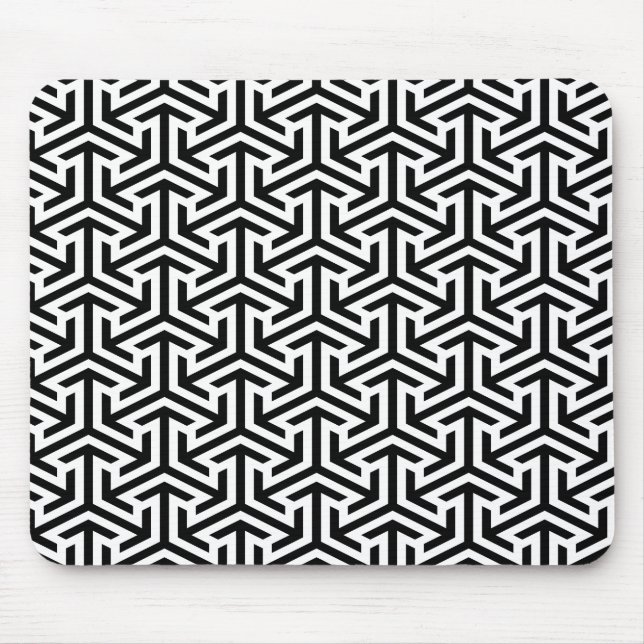 Mousepad padrão geométrico preto e branco moderno (Frente)