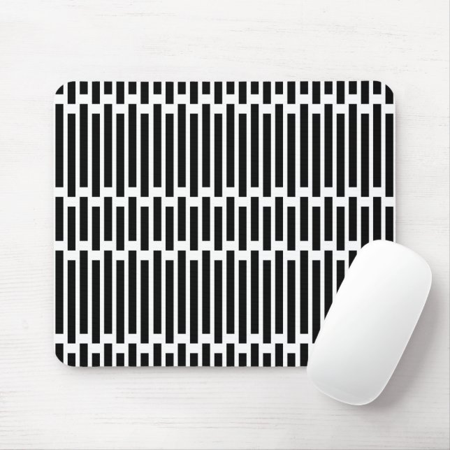 Mousepad Padrão Geométrico Preto e Branco Moderno (Com mouse)