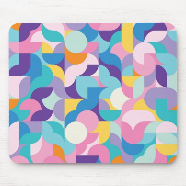 Mousepad Padrão Geométrico Púrpura e Rosa (Frente)
