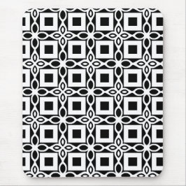 Mousepad Padrão geométrico repetitivo em preto e branco
