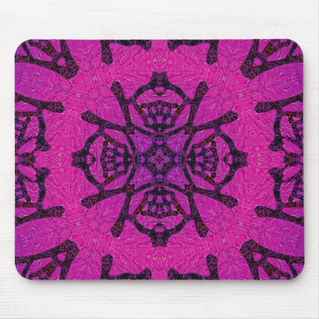 Mousepad Padrão Geométrico Rosa e Roxo Intenso (Frente)