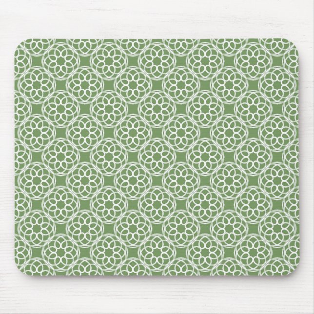 Mousepad Padrão Geométrico Sage Green White Sem Olhos (Frente)