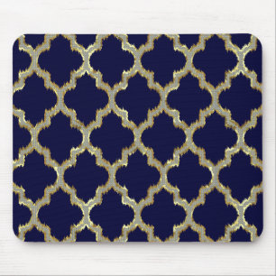 Mousepad Padrão Geométrico Tribal Azul-marinho e Ikat Doura