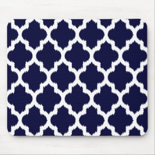 Mousepad Padrão Geométrico Tribal do Ikat Azul e Branco do