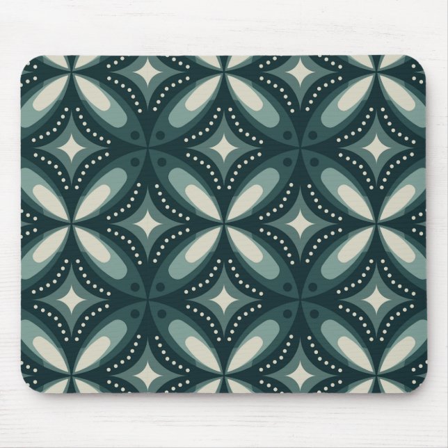 Mousepad Padrão Geométrico Verde Retro (Frente)