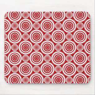 Mousepad Padrão Geométrico Vermelho e Branco Elegante