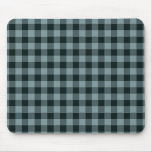 Mousepad Padrão Gingham Preto Azul Verificado