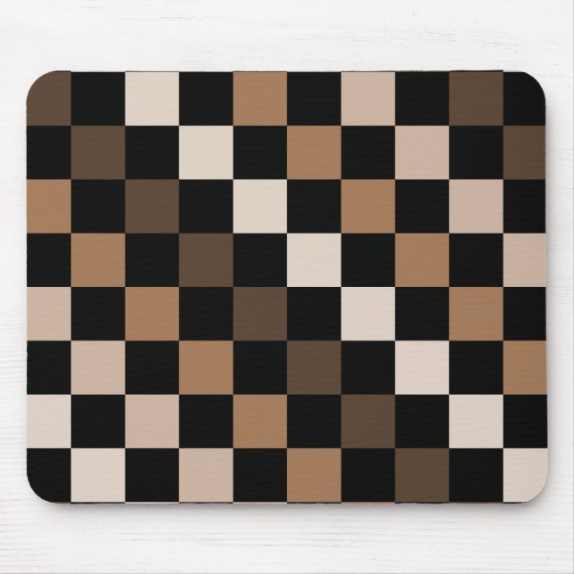 Mousepad Padrão Gingham Preto-Castanho Verificado (Frente)
