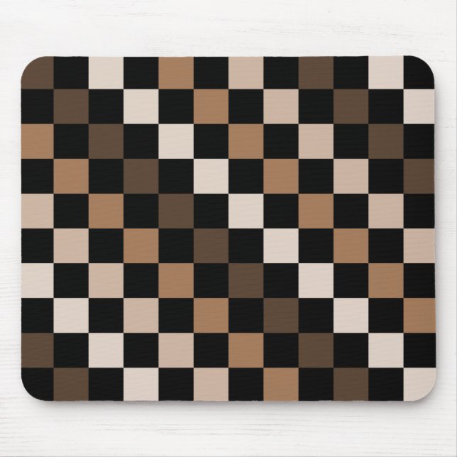 Mousepad Padrão Gingham Preto-Castanho Verificado (Frente)