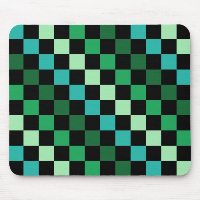 Mousepad Padrão Gingham Verde Azul Verificado (Frente)