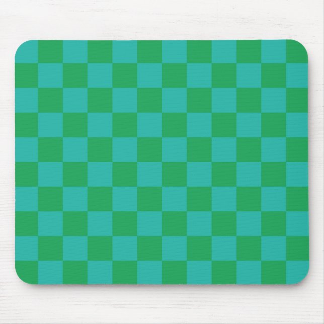 Mousepad Padrão Gingham Verde Azul Verificado (Frente)
