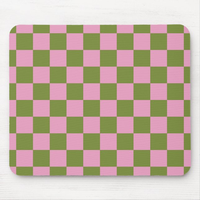 Mousepad Padrão Gingham Verdejado Rosa (Frente)
