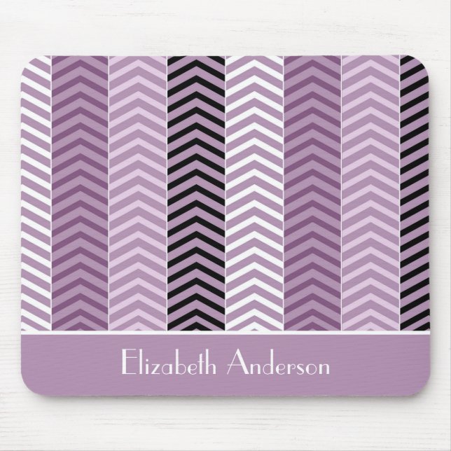 Mousepad Padrão Girly Purple Chevron Stripes Com Nome (Frente)