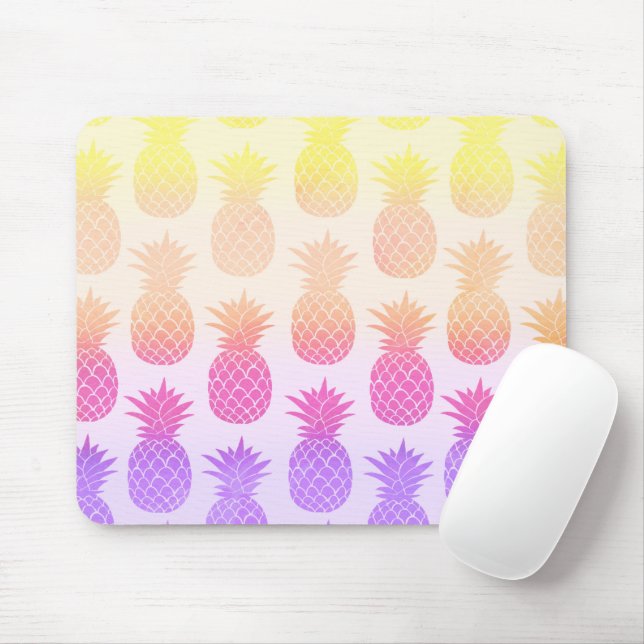 Mousepad Padrão Girly Topical Rainbow Summer Pineapple (Com mouse)