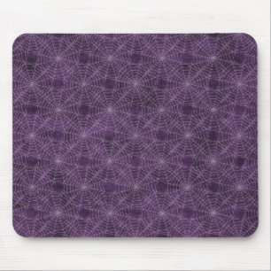 Mousepad Padrão Gótico de Teia de Aranha Roxo e Prateado