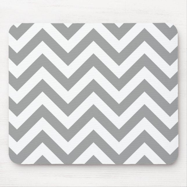 Mousepad Padrão Grande Chevron ZigZag de Cinza Escura Branc (Frente)