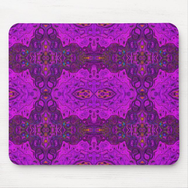 Mousepad Padrão Groovy Abstrato Magenta e Preto (Frente)