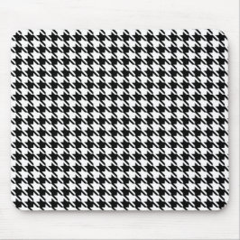 Mousepad Padrão Houndstooth Elegante Clássico Preto e Branc