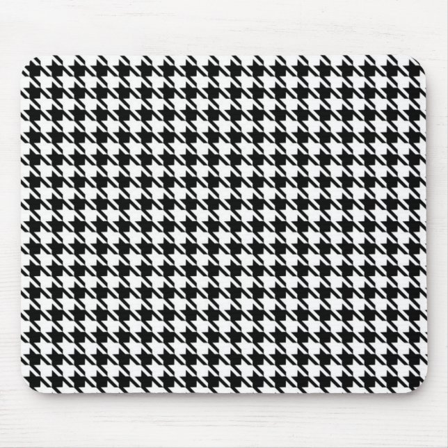 Mousepad Padrão Houndstooth Elegante Clássico Preto e Branc (Frente)