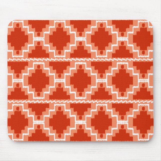 Mousepad Padrão Ikat Aztec - Rusta, Laranja e branco (Frente)