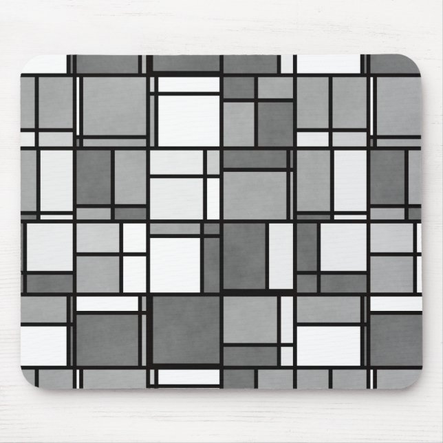 Mousepad Padrão inspirado na Mondrian de múltiplas Cinzas b (Frente)