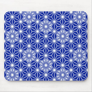 Mousepad Padrão japonês Asanoha - azul cobalto