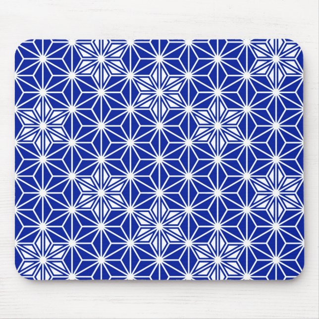 Mousepad Padrão japonês Asanoha - azul cobalto (Frente)